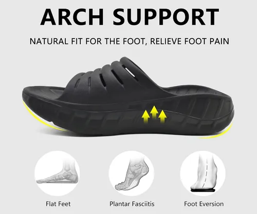 Vista 2 de GPOS Sandalias de recuperación deportiva para hombre, para fascitis plantar, gruesas, acolchadas, ligeras, cómodas, ortopédicas