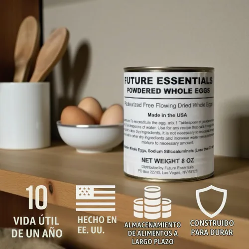 Vista 4 de Future Essentials - Huevos enteros en polvo, lata de 8 onzas, vida útil