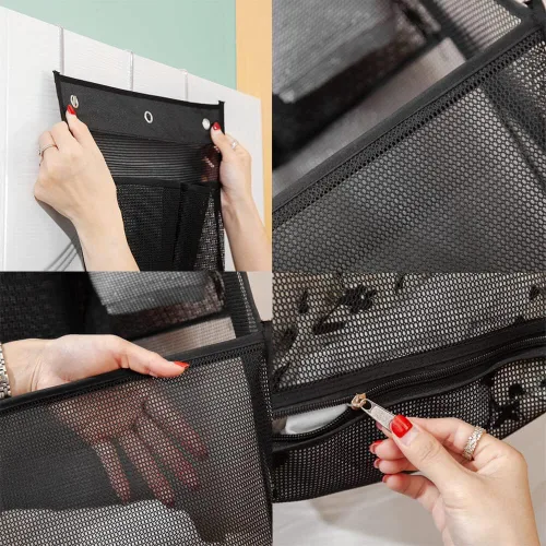 Vista 3 de ALYER Cesta multifuncional para ropa sucia, detrás de la puerta, organizador de almacenamiento para lavandería, caravana, dormitorio, baño, Negro