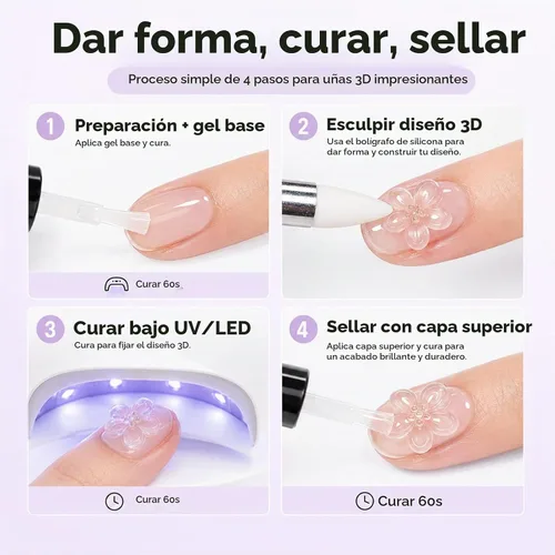 Vista 3 de Beetles - Gel de uñas sólido constructor, gel transparente 3D de 1.06 onzas para esculpir, gel de construcción de gel duro con polvo de uñas