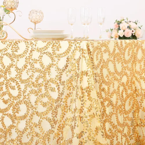 Vista 4 de B-COOL Mantel rectangular de lentejuelas doradas con purpurina de 90 x 156 pulgadas, decoración de bodas, baby shower, ceremonia, mesa de Dorado