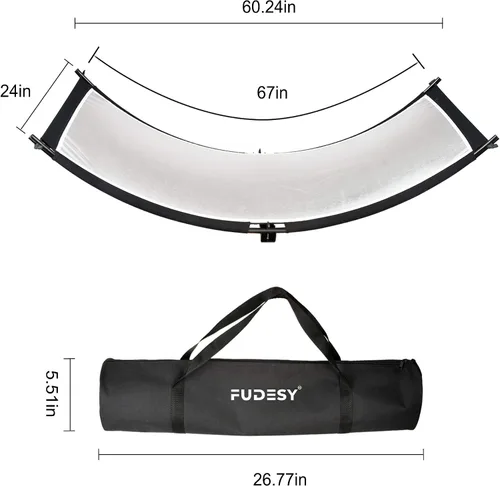 Vista 5 de FUDESY Clamshell Reflector/difusor de luz, reflector curvado de iluminación de fotografía de 67 x 24 pulgadas para fotografía de estudio fotográfico