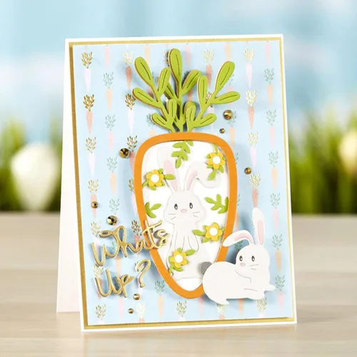 Vista 6 de Troqueles de metal de conejo de Pascua, diseño de animales de conejito de Pascua, huevo, zanahoria, plantillas de troqueles de corte, manualidades