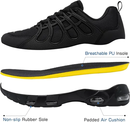 Vista 4 de LARNMERN Zapatos de trabajo antideslizantes para hombre, antideslizantes, informales, cómodos, para caminar, cocinero, cocina, transpirables