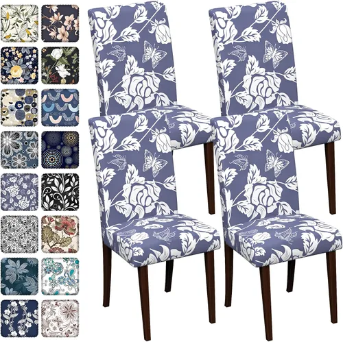 Vista 63 de Fundas para sillas de comedor CoSofSLIP, juego de 2, fundas estampadas elásticas antideslizantes, fundas extraíbles y lavables para sillas