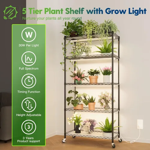 Vista 2 de FREELICHT Soporte para plantas con luz de cultivo de 5 niveles