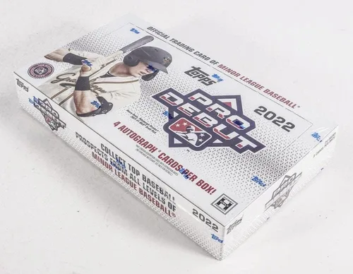 Vista 2 de Caja Hobby de Béisbol Topps Pro Debut 2022 (24 Paquetes/8 Cartas: 4 Autos)