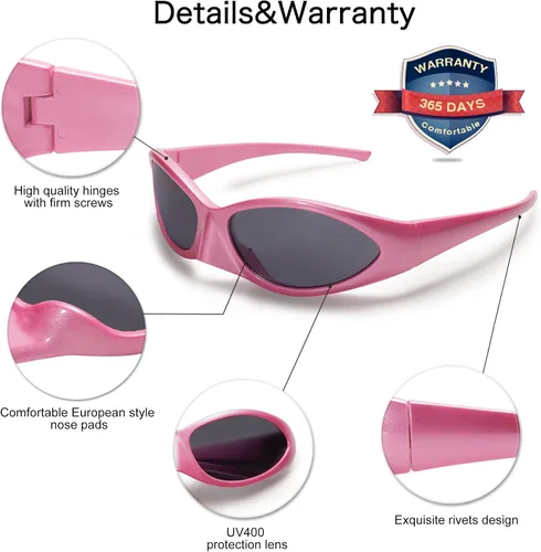 Vista 5 de VANLINKER Gafas de sol envolventes de ojo de gato delgadas para mujeres y hombres, modernas y ovaladas, pequeñas sombras futuristas de moda VL9705