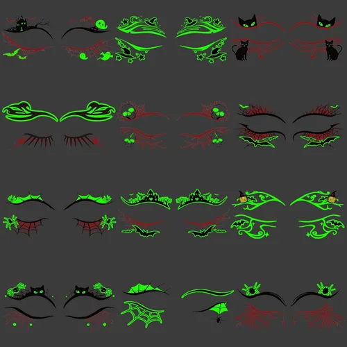 Vista 12 de 124 tatuajes temporales de Halloween que brillan en la oscuridad para niños, calcomanías de tatuaje falsas luminosas impermeables para fiesta