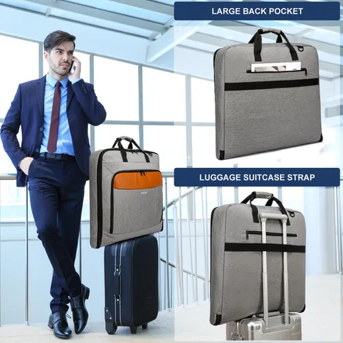 Vista 6 de Bolsa de viaje grande de viaje para hombres de 40 pulgadas, 3 bolsas de ropa para viajes de negocios, maletas colgantes 2 en 1 para viajes, bolsa