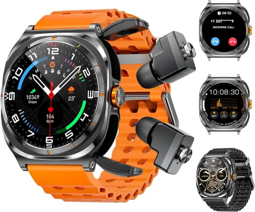 Vista 11 de Reloj inteligente con auriculares en el interior, contesta llamadas y escucha música, relojes de seguimiento de fitness, más de 100 modos deportivos
