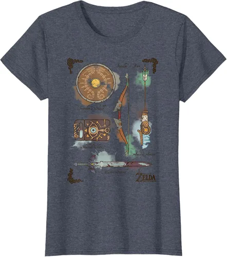 Vista 18 de Zelda Breath of The Wild Link Inventory - Camiseta gráfica Gris Oscuro