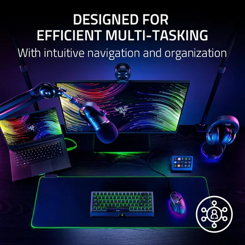 Vista 5 de Razer Stream Controller X Teclado todo en uno para transmisión 15 botones Switchblade Macros multienlace Placa frontal magnética intercambiable