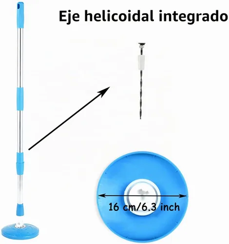 Vista 2 de Repuesto de mango de poste de trapeador giratorio, mango telescópico giratorio de 360 grados, accesorios de herramienta de limpieza, versión Azul
