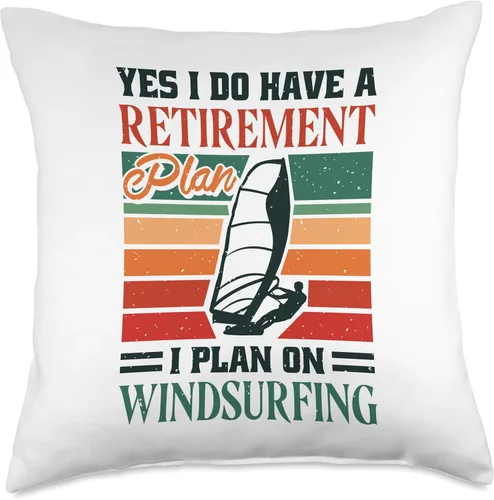 Vista 4 de Windsurf Surfing & Windsurfing Apparel Yes I Have Retirement Plan, Windsurfer Throw Pillow, 16x16, Multicolor