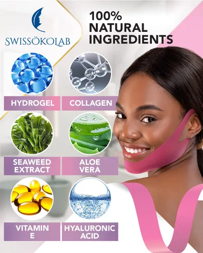 Vista 2 de SWISSÖKOLAB Máscara facial con levantamiento en forma de V, parche para barbilla, reductor de mentón, ajuste de contorno de barbilla, reafirmante