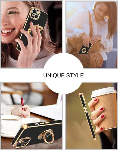 Vista 8 de VENINGO Funda para iPhone 14, funda para iPhone 14, ajuste delgado, suave soporte de anillo de 360° con base, compatible con soporte magnético