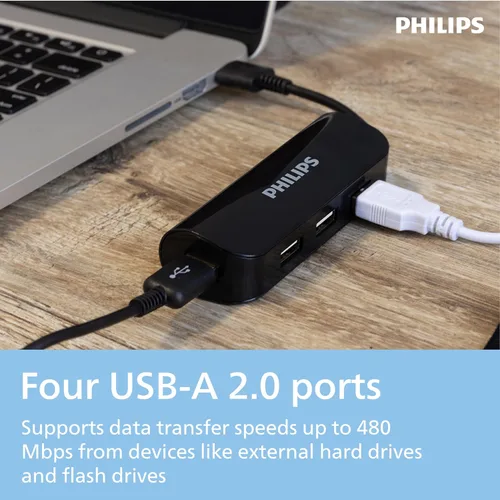 Vista 13 de Philips Concentrador multipuerto USB-C, con pantalla HDMI 4K, 10bps y 2 puertos de datos USB-A de 5 Gbps, entrega de energía de 100 vatios, conector