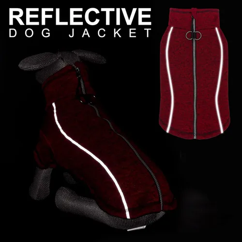 Vista 5 de cyeollo Chaqueta de forro polar para perro, suéter con forro polar con cremallera, chaquetas reflectantes para perros pequeños, abrigos de invierno