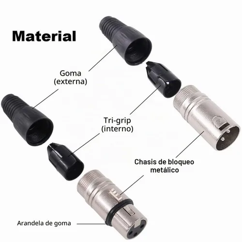 Vista 3 de Glarks Paquete de 20 conectores XLR de 3 pines macho/hembra, micrófono de audio, conector de enchufe de audio, carcasa plateada negra