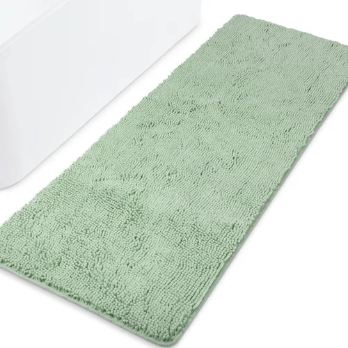 Vista 203 de Yeaban Alfombra de pasillo de baño de 24 x 72 pulgadas, antideslizante, alfombra de baño larga de felpilla gruesa, absorbente y lavable, alfombra
