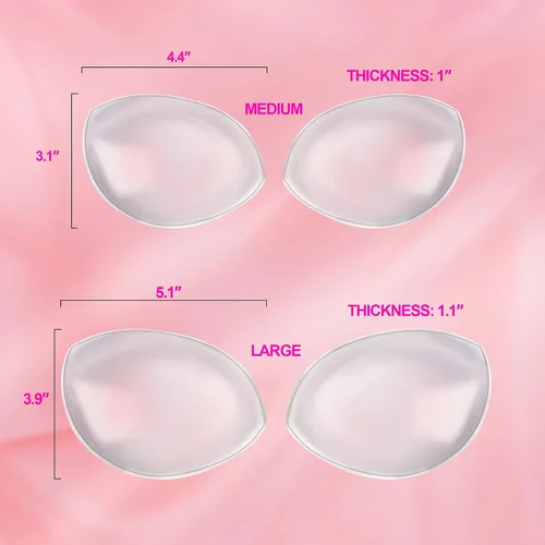 Vista 2 de Yofidra Silicone Bra Inserts and Breast Enhancers, Add 2 Cups, Breathable, Reusable,1 Pair (Soild, L)