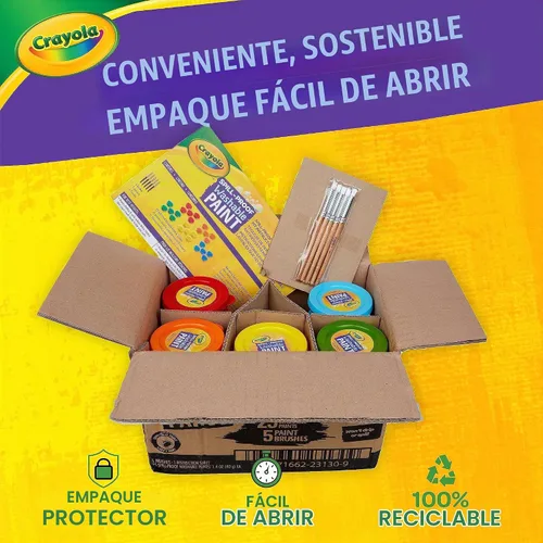 Vista 8 de Crayola Juego de Pintura a Prueba de Derrames (25 unidades), Pintura Lavable para Niños, Suministros de Manualidades para Niños, Regalo Navideño