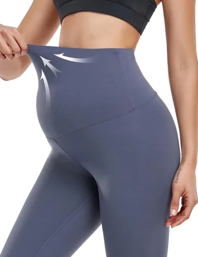 Vista 5 de HOFISH Leggings de maternidad para mujer, sobre el vientre, no se transparentan, pantalones de yoga suaves, leggings de entrenamiento activo