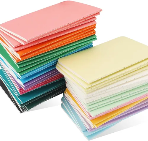 Vista 20 de Oucaru Cuaderno de Bolsillo de 24 Piezas, 3.5" x 5.5", 2 Colores, Cuaderno Rayado de 52 Páginas Mini Cuaderno Diario, Pequeño Cuaderno Memo Bloc