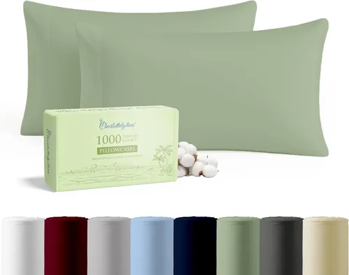 Vista 15 de CharlottelyHues Juego de 2 fundas de almohada 100% algodón egipcio, tamaño Queen (borgoña)
