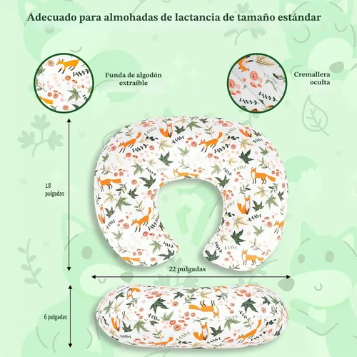 Vista 3 de Funda de almohada de lactancia, se adapta a almohadas estándar de lactancia materna, algodón ultrasuave, transpirable, hipoalergénico y lavable