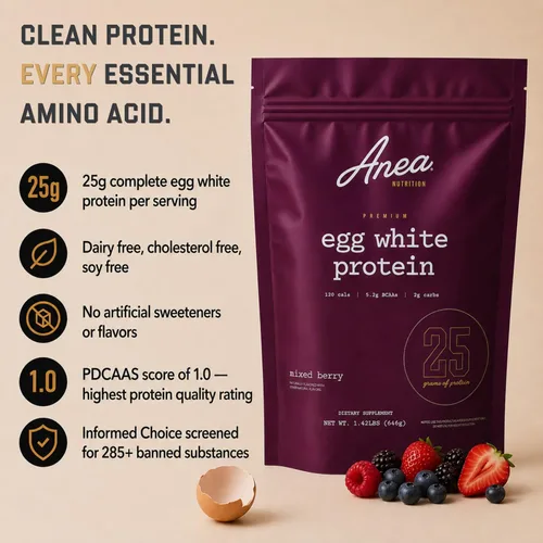 Vista 2 de Polvo de proteína de anea, proteína de clara de huevo, bayas mixtas