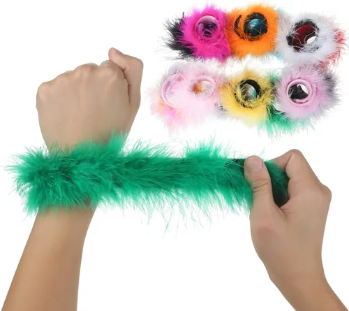 Vista 2 de Cooluckday 2 pulseras de plumas para mujer, diseño de círculo, palmaditas, decoración de muñeca, brazaletes
