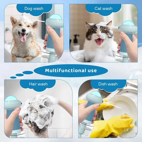 Vista 4 de Dispensador eléctrico de champú para perros, rociador de champú para gatos IPX7, suministros de baño para mascotas, dispensador automático de champú