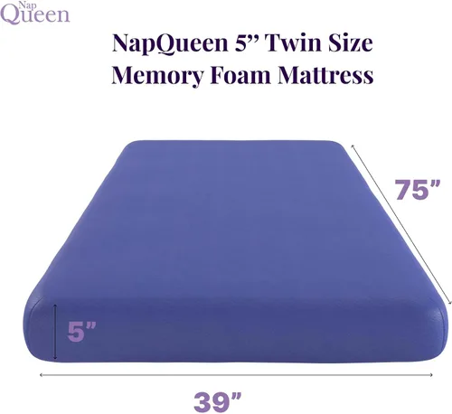 Vista 2 de Colchón individual de 5 pulgadas, colchón de espuma viscoelástica con funda extraíble lavable, colchón de cama individual para niños, adolescentes