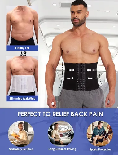 Vista 5 de Faja moldeadora de cintura para hombres, faja moldeadora de abdomen, banda de apoyo para la espalda, cinturón moldeador de cuerpo