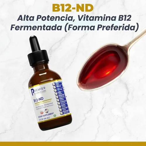 Vista 2 de Premier Research Labs B12-ND - Líquido de vitamina B12, vitaminas B12, gotas B12, tintura B-12 con metilcobalamina, adenosilocobalamina