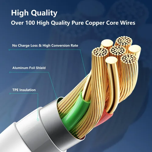 Vista 5 de Cable de carga rápida 2 en 1 para iPhone de 10 pies, cable de carga largo USB C a C/tipo C a Lightning para Apple iPhone 17 Pro Max/17 Air/16