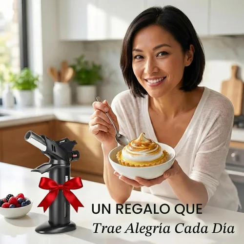 Vista 9 de Jo Chef Soplete de crema Brulee, soplete de cocina de butano para sellar, barbacoa, cocinar 2 Butane Cans (3.38oz), 2,370°F Adjustable Flame, Hand