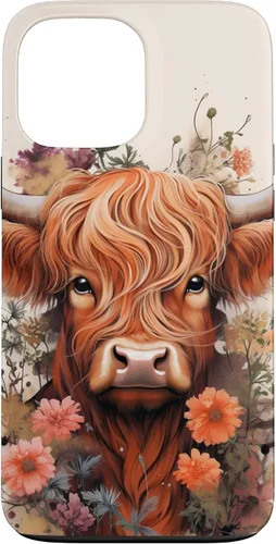 Vista 24 de Highland Cow Flowers Case for iPhone 17