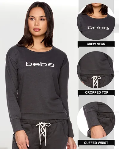 Vista 2 de bebe Womens Pajama Sets - French Terry Plus Size Pajamas for Women with LS Pullover and PJ Pant with Pockets