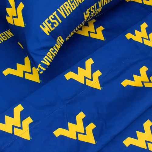 Vista 5 de College Covers Everything Comfy West Virginia Mountaineers - Juego de sábanas de 3 piezas, tamaño individual, fondo del color del equipo, 1 sábana