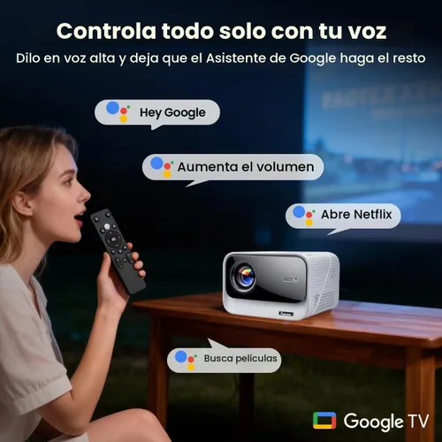 Vista 7 de Proyector 4K Google TV, 1500 lúmenes ANSI, enfoque automático 6D y Keystone, altavoces de 20 W, Wifi y proyector Bluetooth para iPhone/Android