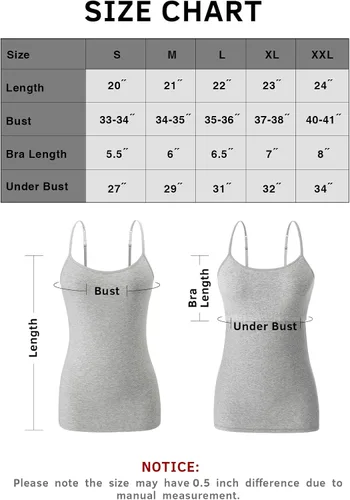 Vista 5 de Vislivin - Camiseta sin mangas de algodón con correa ajustable para mujer y sostén.