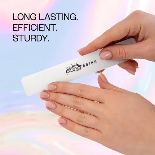 Vista 6 de PANA Lima de uñas Emery Jumbo de doble cara para manicura, pedicura, uñas naturales y acrílicas, color blanco (grano 80/80), paquete de 50