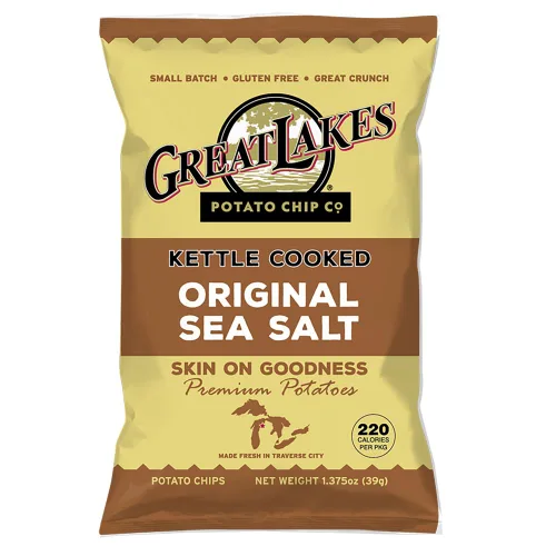 Vista 4 de Great Lakes Potato Chip Co. Original - Patatas fritas cocidas con sal marina, tamaño individual (paquete de 40, bolsas de 1.375 onzas)