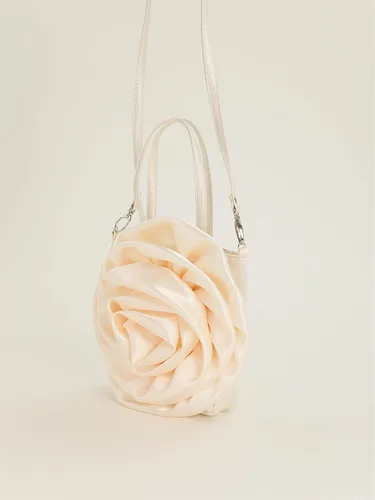 Vista 2 de Bolso de noche para mujer, formal, de satén, rosa, floral, con pétalos, boda, graduación, fiesta, bolsa de novia con asa