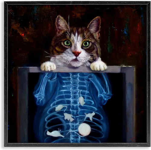 Vista 18 de Stupell Industries Gatos en el cine 3D Giclée enmarcado gris diseño de arte por Lund Roeser Enmarcado en blanco