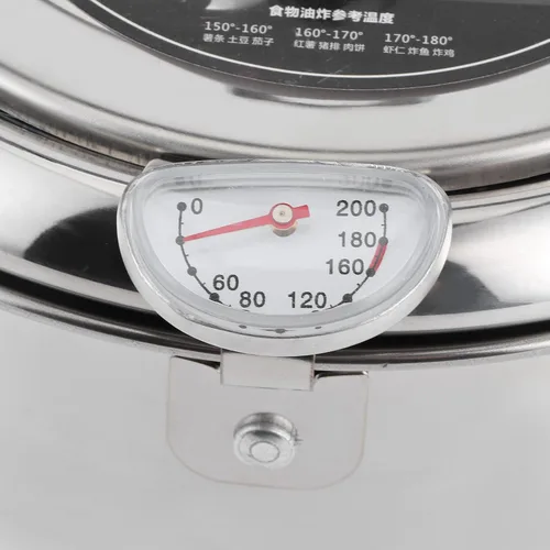 Vista 5 de Olla para freidora, olla japonesa con control de temperatura y tapa, olla de acero inoxidable para cocina, papas fritas, pollo, etc. (7.9 in)