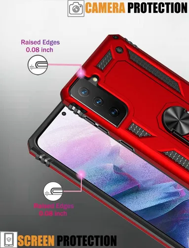 Vista 4 de Funda para Galaxy S21 Plus 5G/S21+ SM-G996U con protector de pantalla de vidrio templado, [grado militar] magnético para Samsung Galaxy S21 Plus